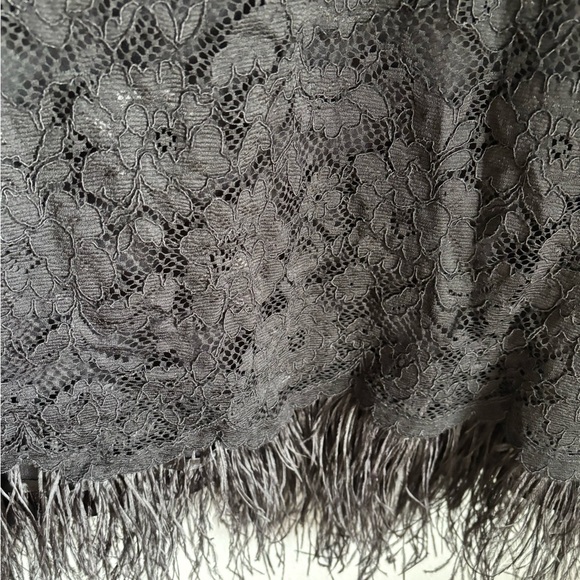 Quiet Luxury Nicole Miller Black Lace Dress with feather details in size 2 - Picture 4 of 10